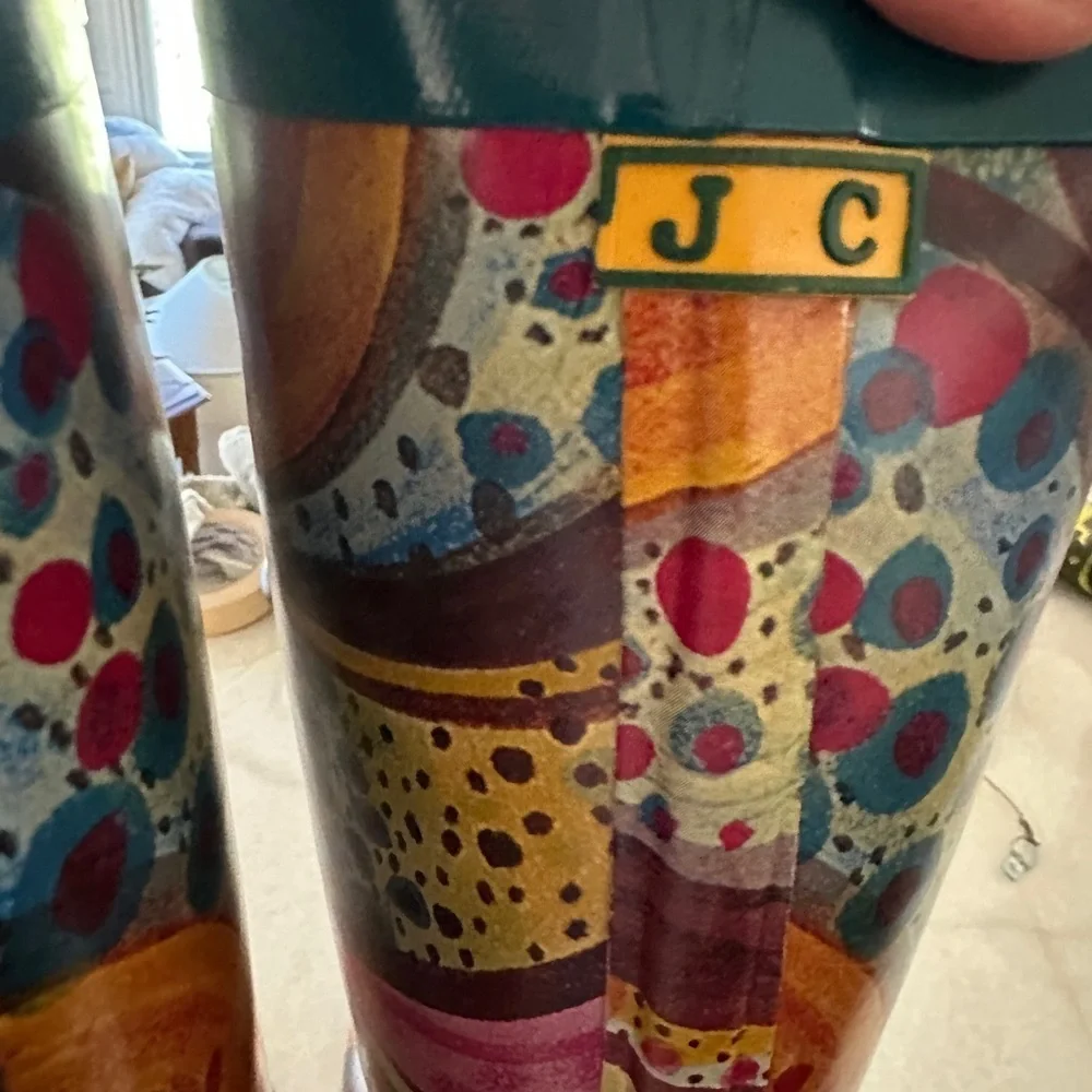 Rare Jeffery Campbell Colorful Watercolor Women's Rain Boot size 7